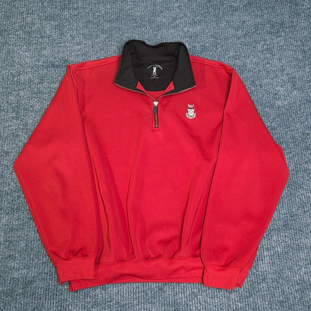 Fairway Greene Mens Red Tech Golf Pullover 1/4 Zip Emblem XL